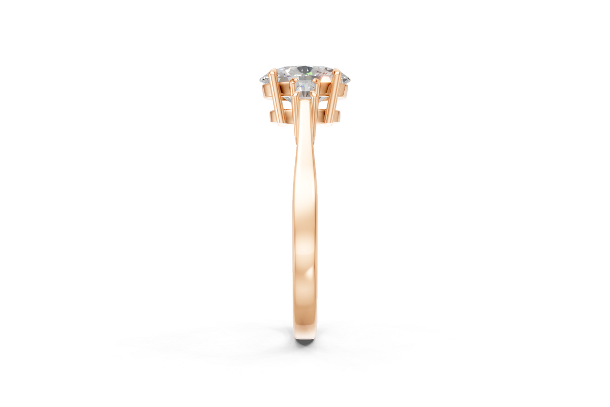 Oval-Cut & Tapered Baguette Diamond Trilogy Ring