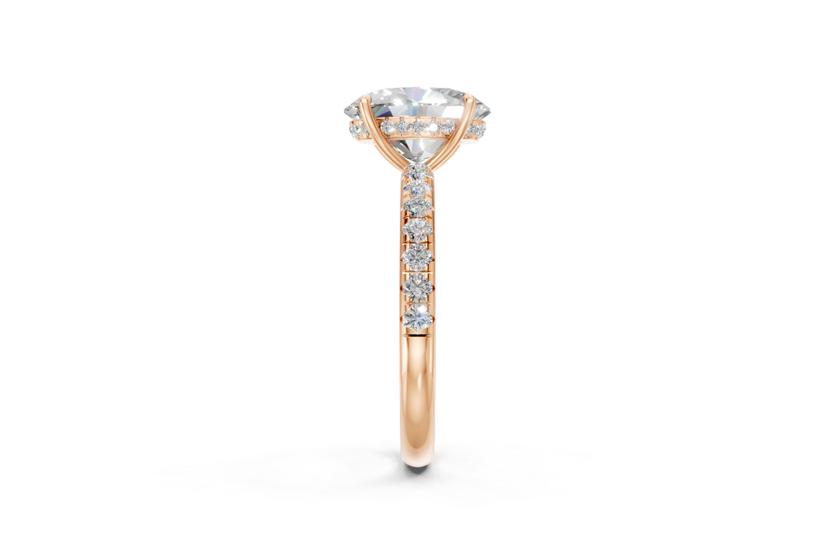 Oval-Cut Solitaire Ring with Diamond Band