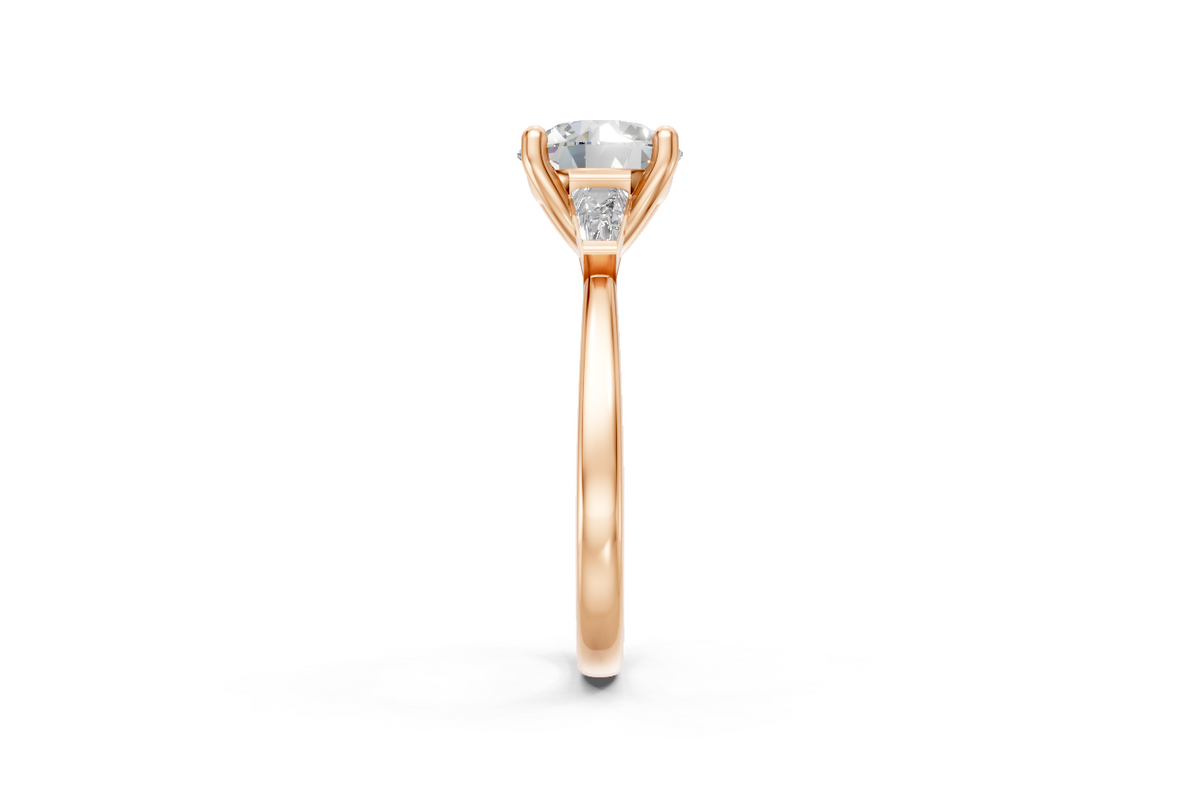 Round-Cut & Tapered Baguette Diamond Trilogy Ring