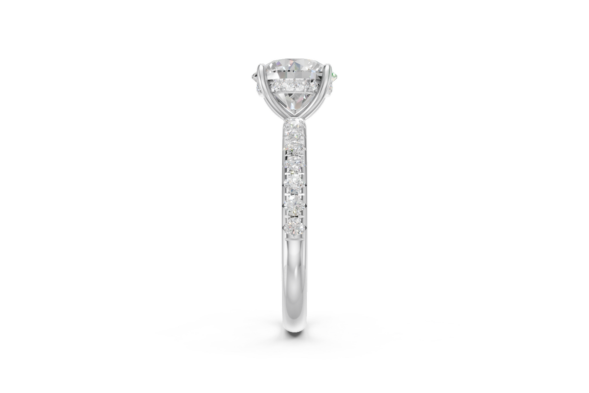 Round-Cut Solitaire Ring with Diamond Band
