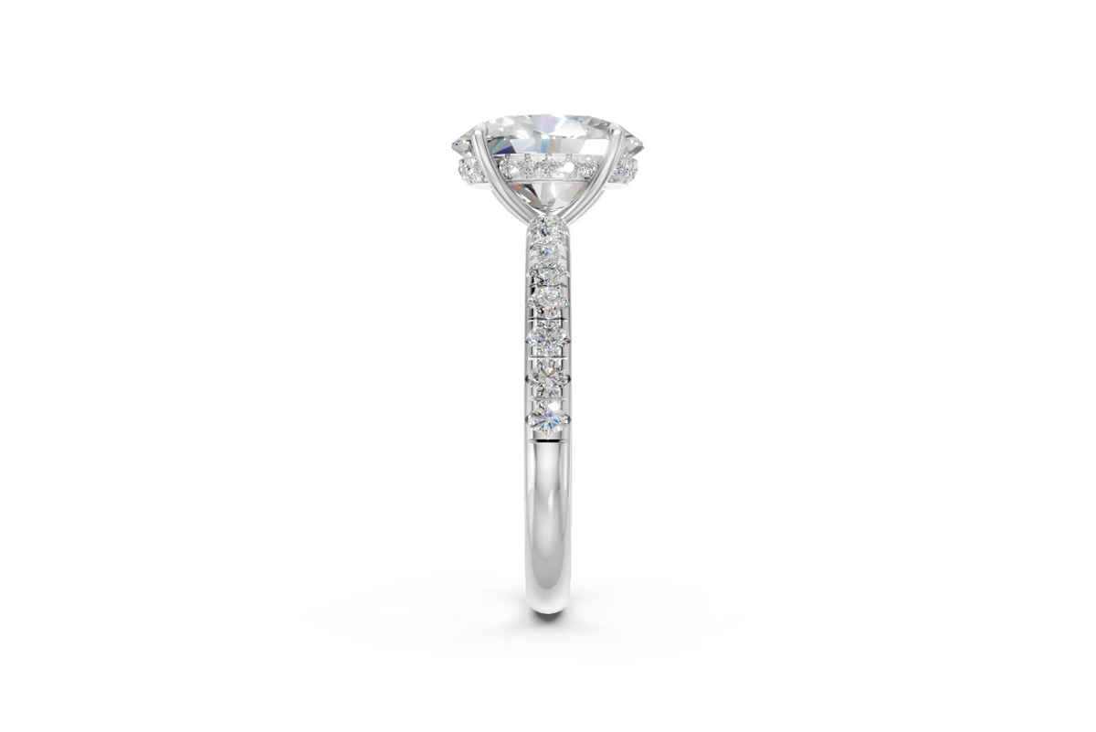 Oval-Cut Solitaire Ring with Diamond Band