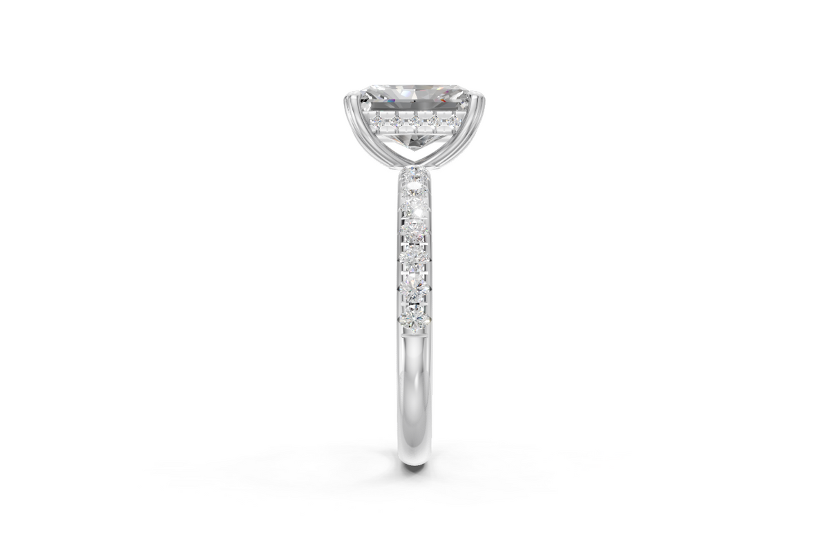 Radiant-Cut Solitaire Ring with Diamond Band
