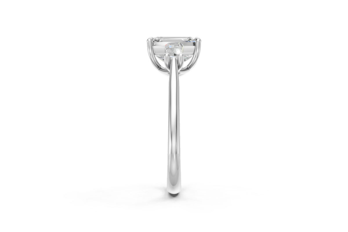 Emerald-Cut Diamond & Tapered Baguette Trilogy Ring