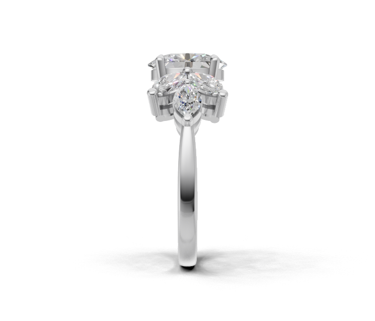 Oval Diamond Floral Multi-Stone Ring
