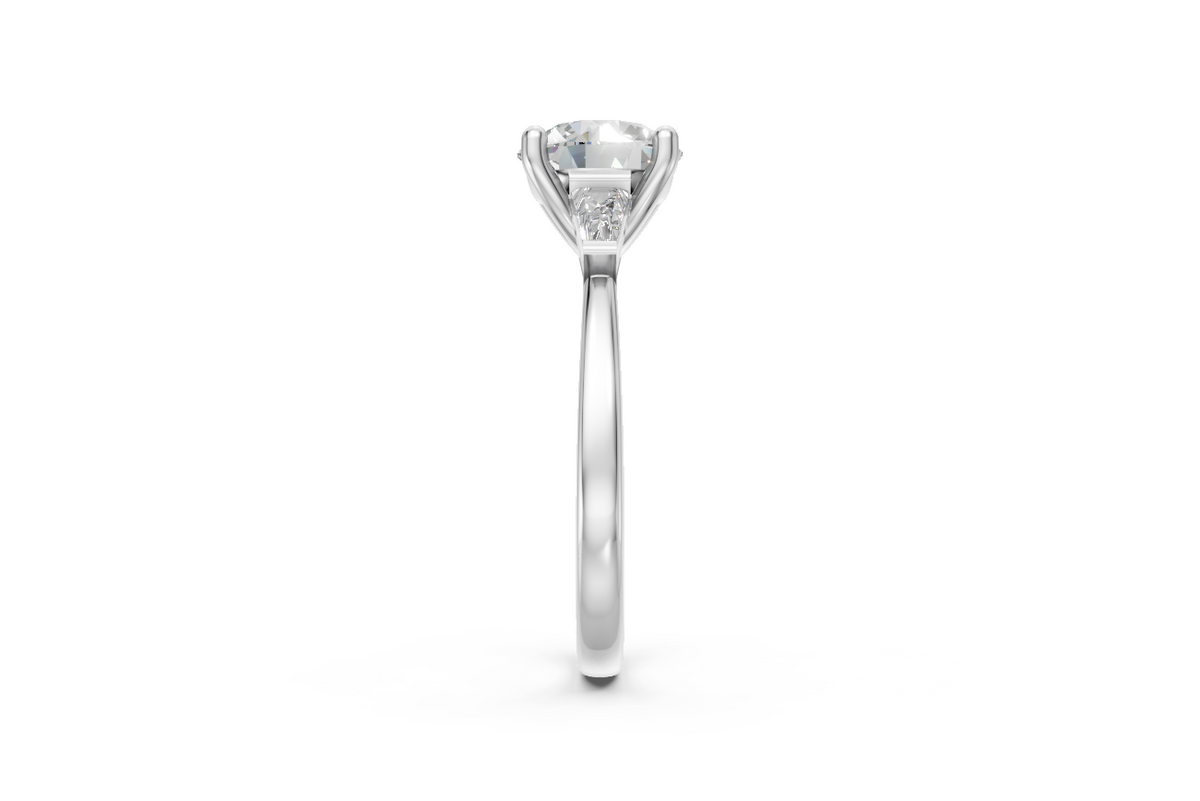 Round-Cut & Tapered Baguette Diamond Trilogy Ring