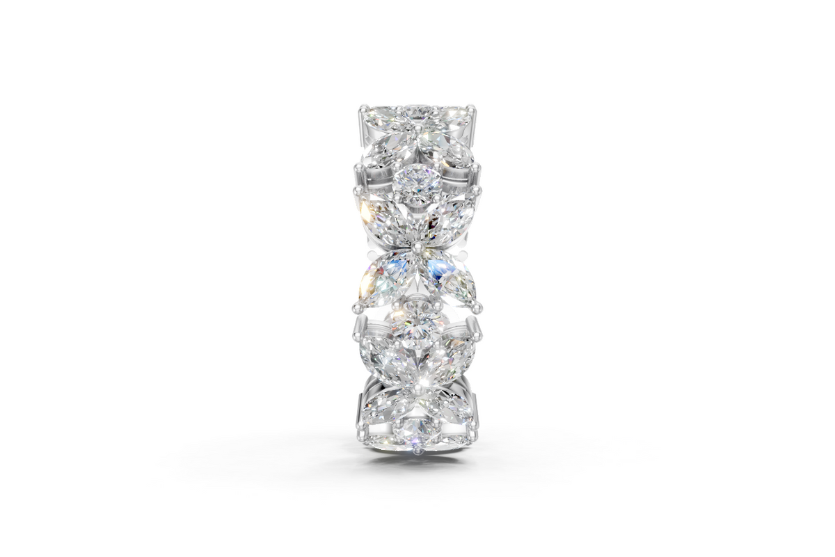 Marquise & Round Diamond Floral Eternity Ring
