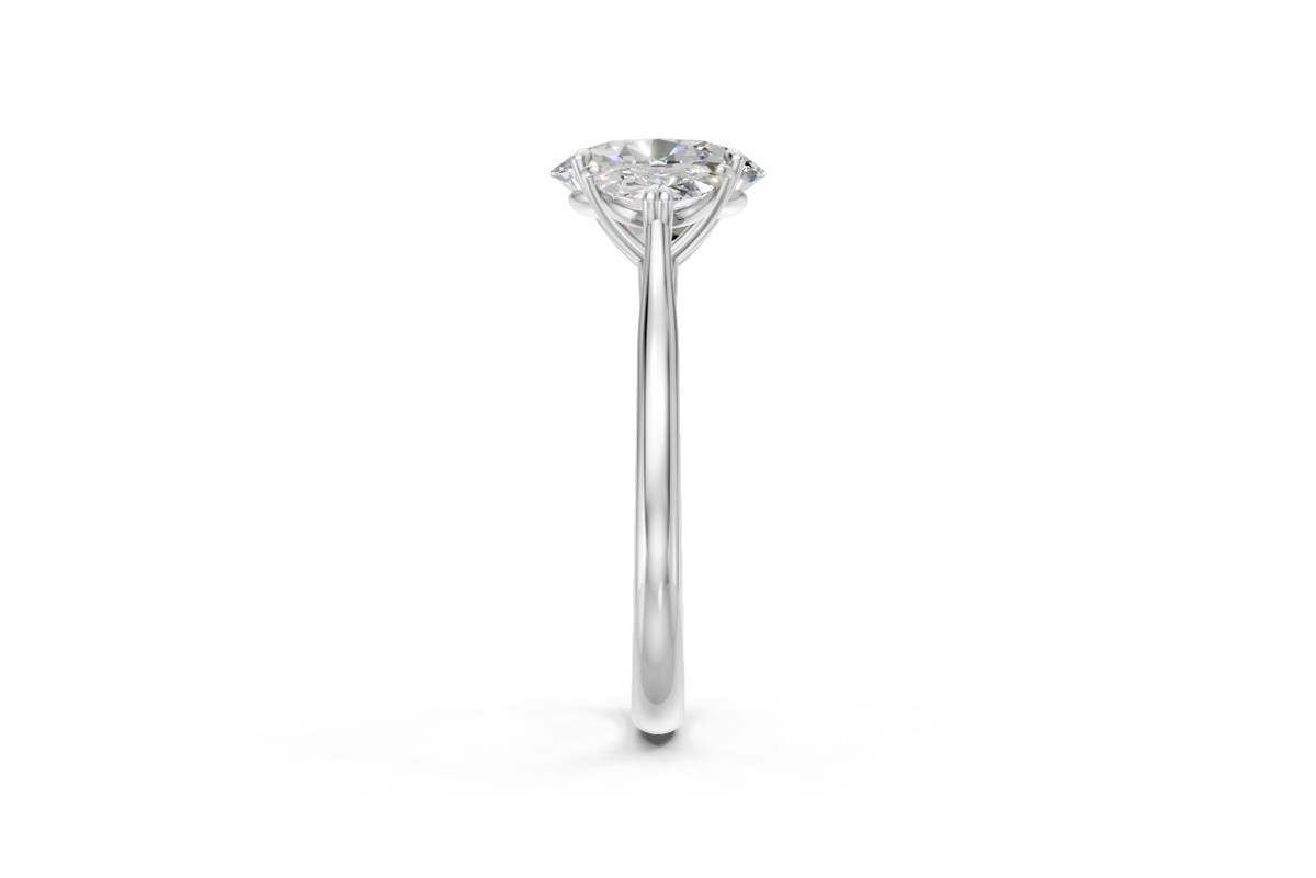 Oval-Cut Diamond & Half Moon Trilogy Ring
