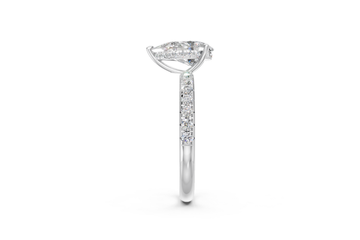 Pear-Cut Diamond Solitaire Ring with Diamond Band