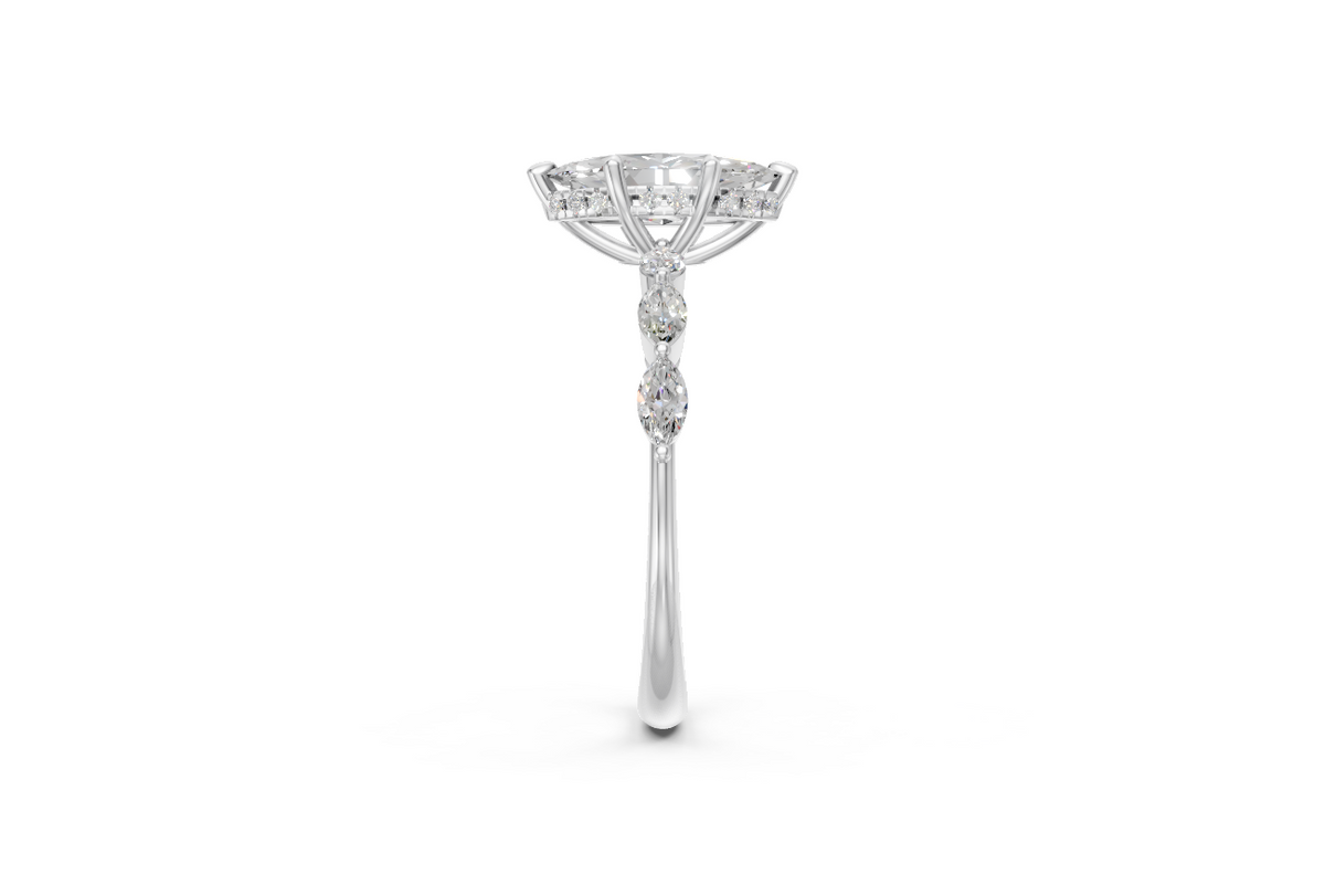 Marquise-Cut Solitaire Ring with Marquise Diamond Band