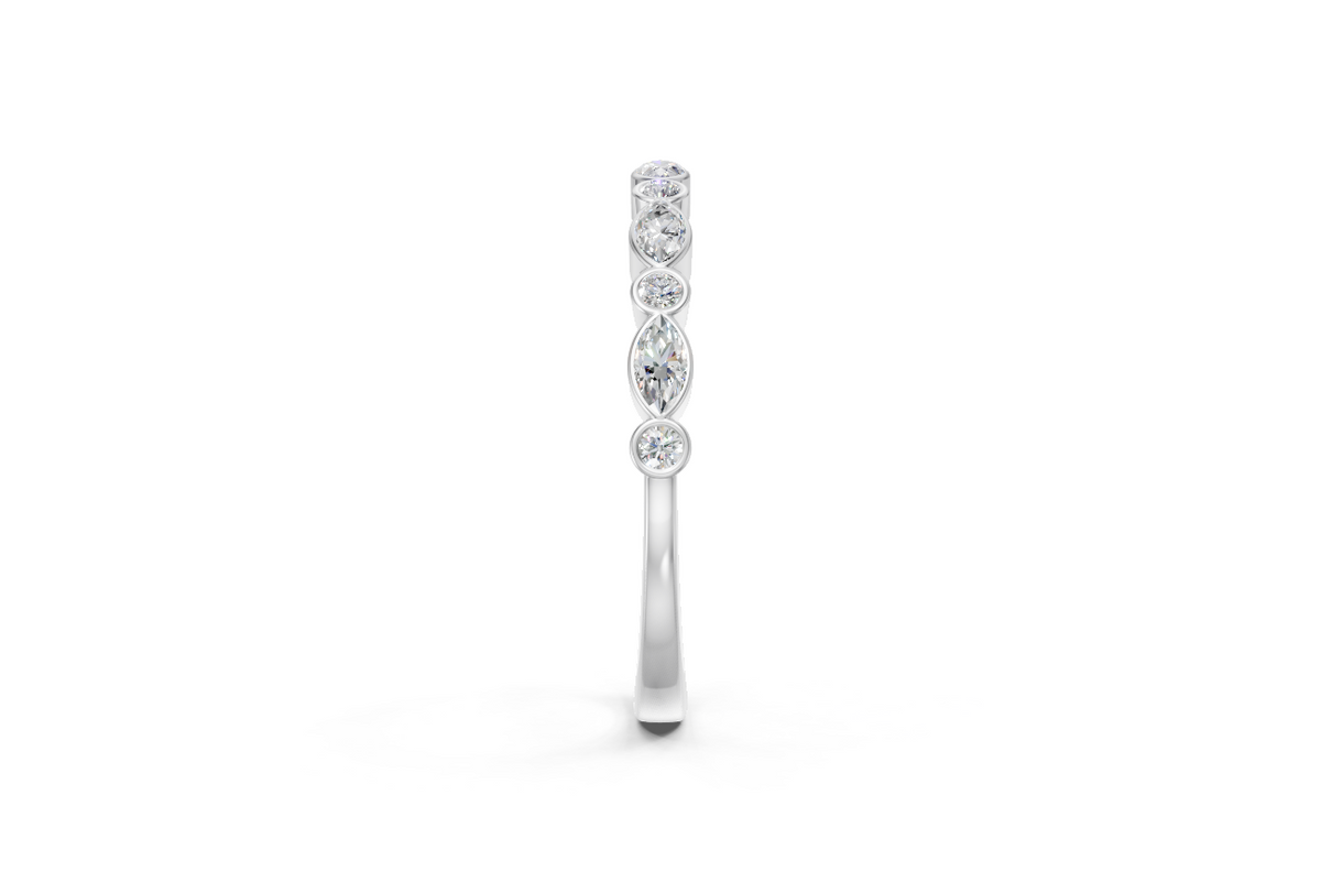 Round & Marquise Bezel-Set Half Eternity Ring