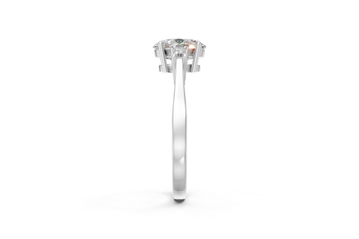 Oval-Cut & Tapered Baguette Diamond Trilogy Ring