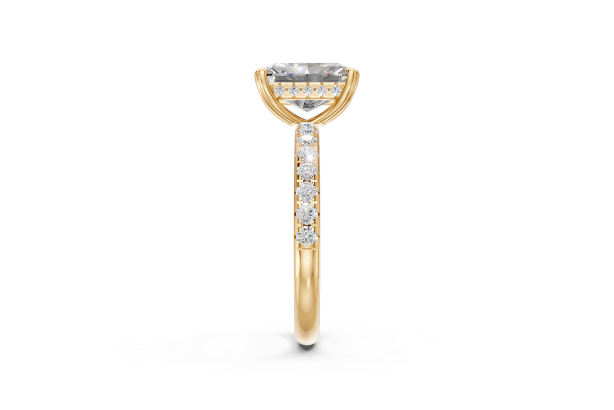 Radiant-Cut Solitaire Ring with Diamond Band