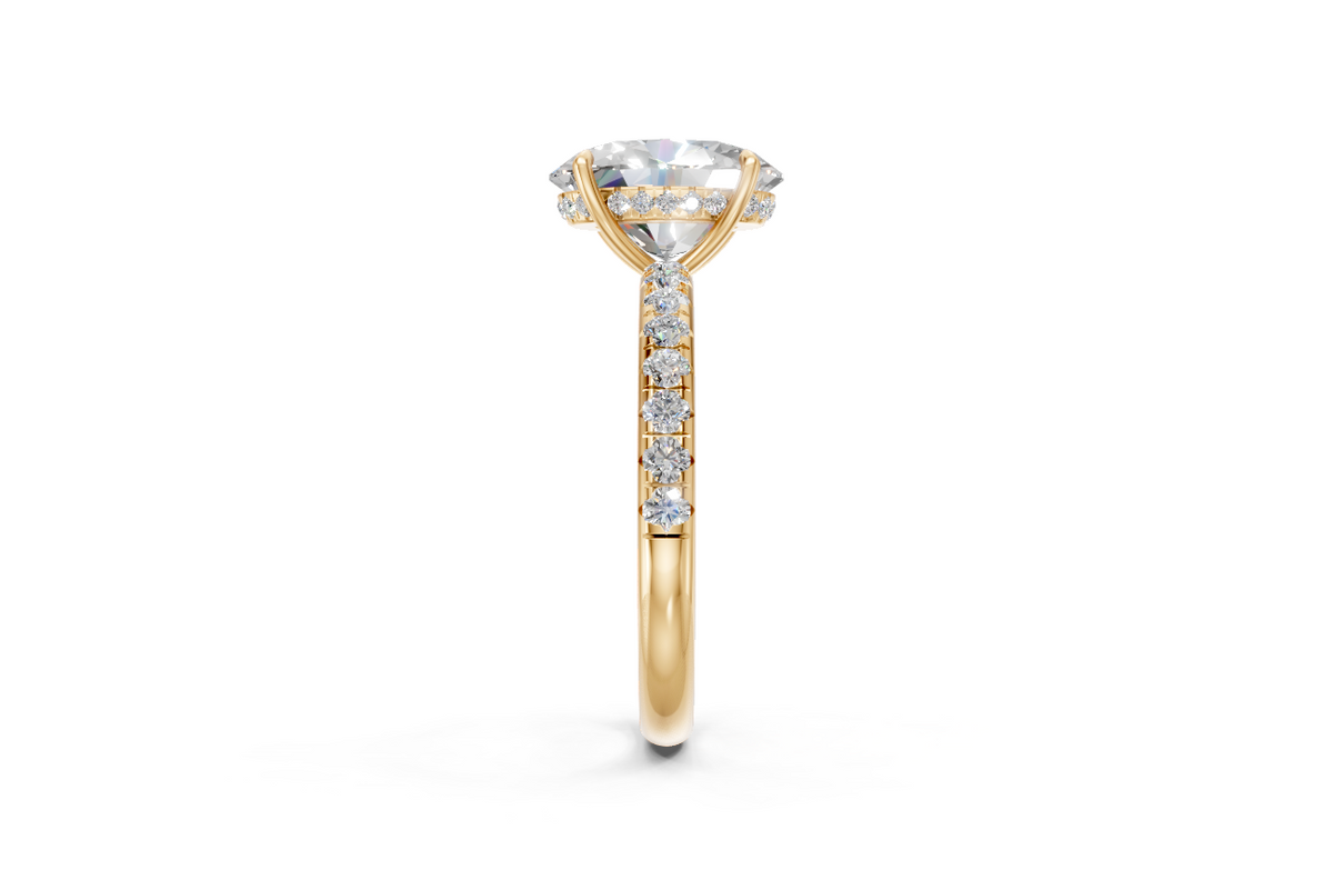 Oval-Cut Solitaire Ring with Diamond Band