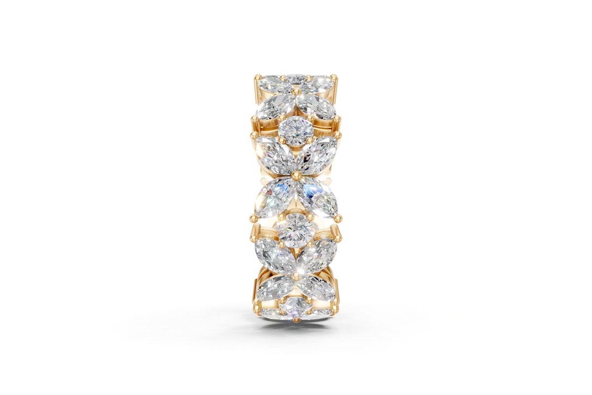 Marquise & Round Diamond Floral Eternity Ring