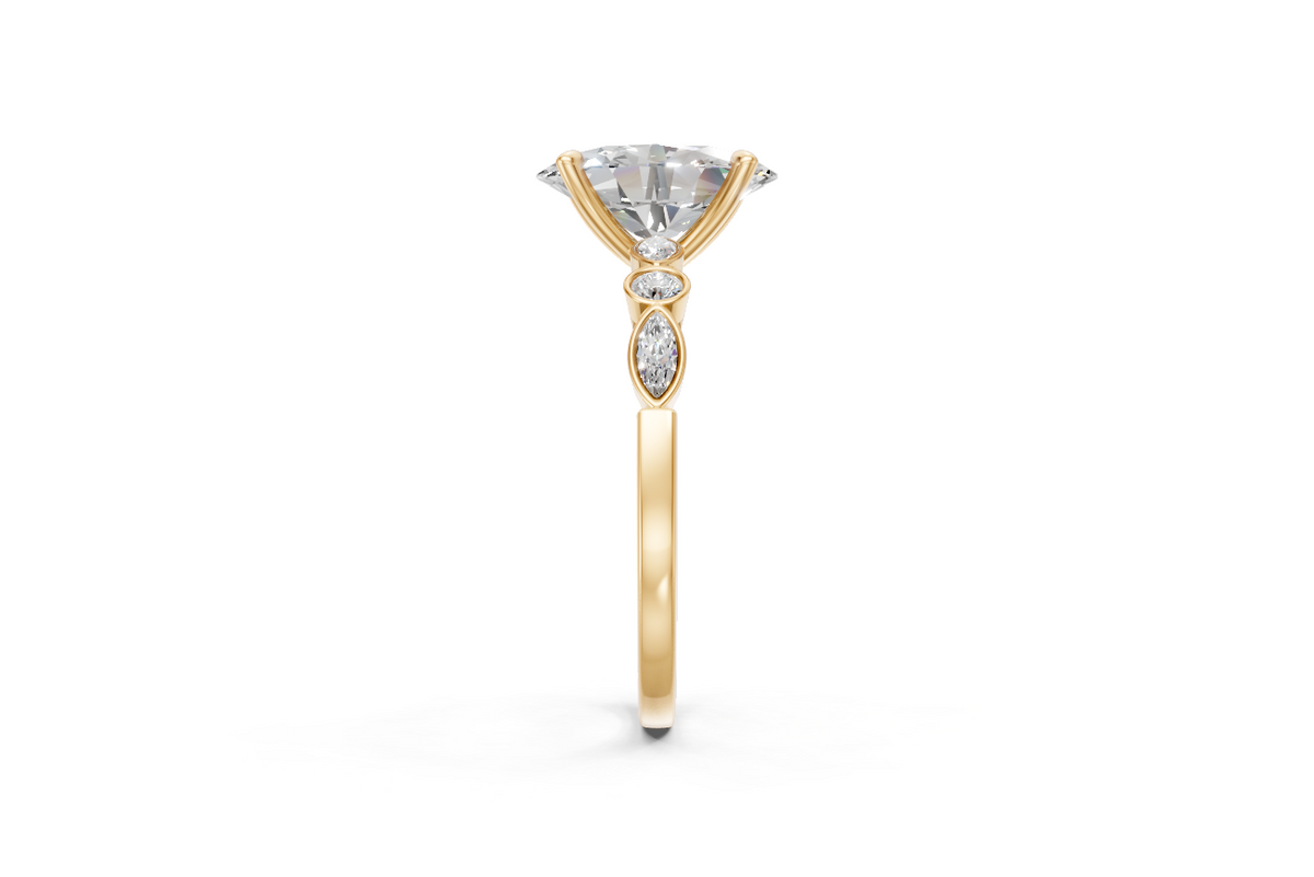 Oval-Cut Ring with Pear & Round Side Stones
