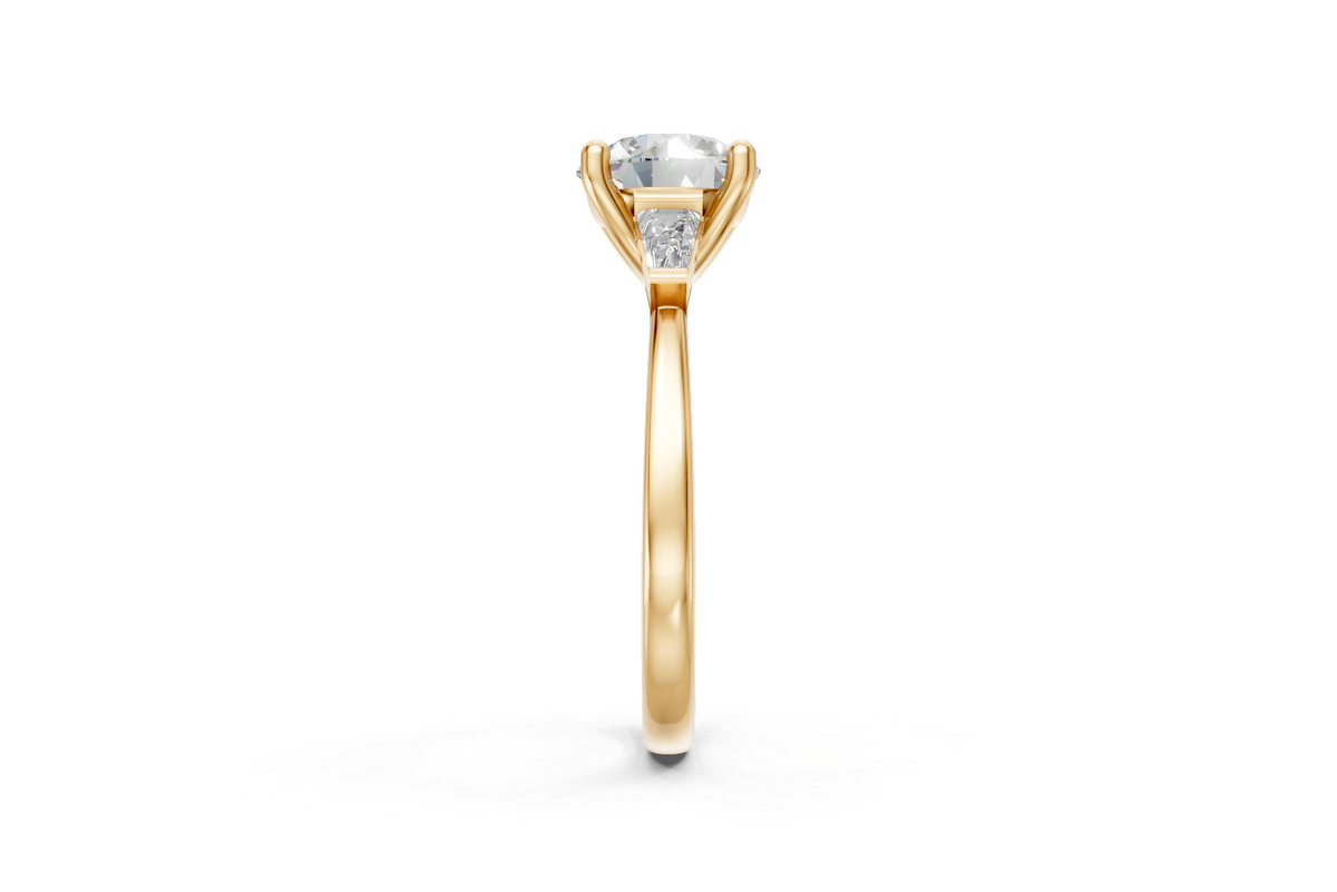 Round-Cut & Tapered Baguette Diamond Trilogy Ring