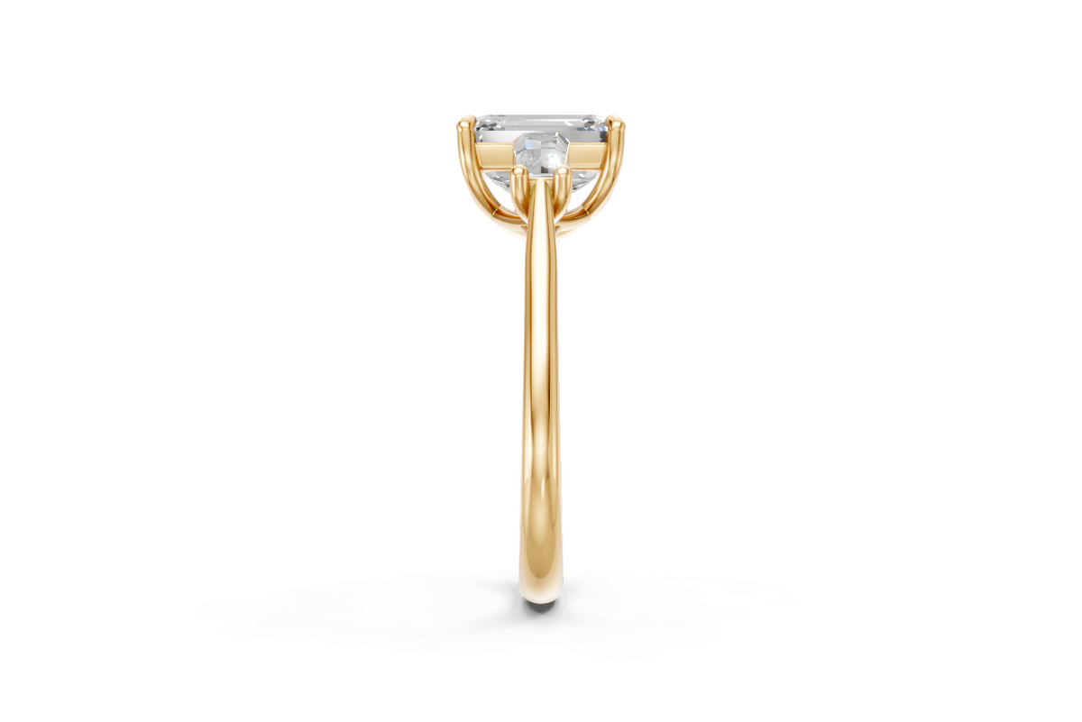 Emerald-Cut Diamond & Tapered Baguette Trilogy Ring