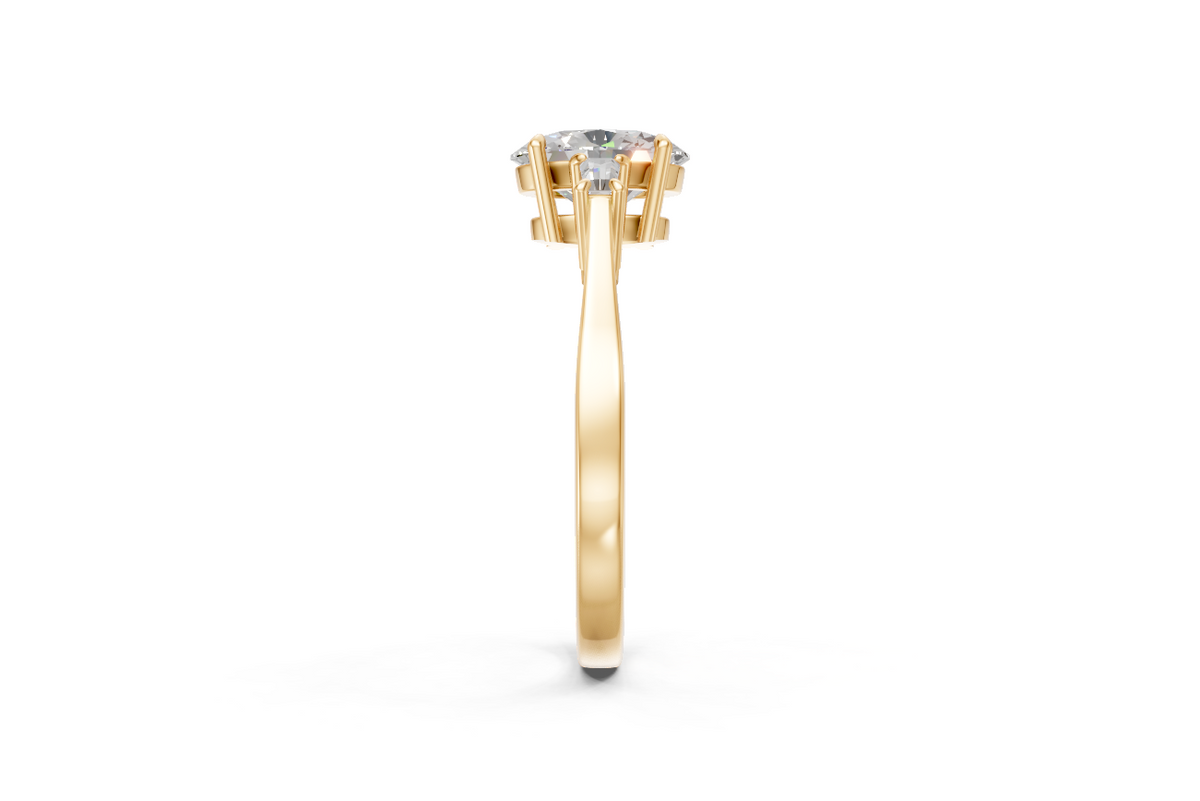 Oval-Cut & Tapered Baguette Diamond Trilogy Ring