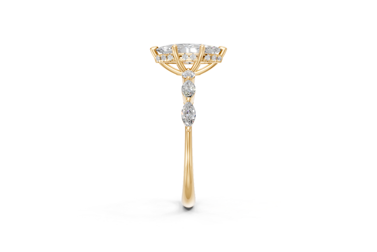 Marquise-Cut Solitaire Ring with Marquise Diamond Band