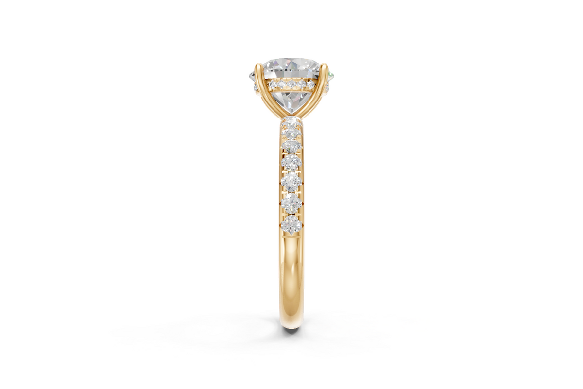 Round-Cut Solitaire Ring with Diamond Band