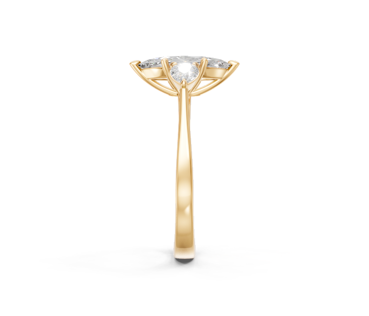 Marquise-Cut & Pear Diamond Trilogy Ring