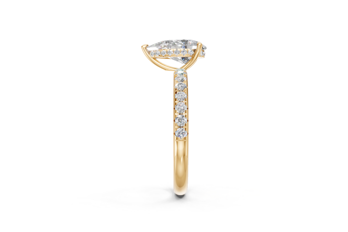 Pear-Cut Diamond Solitaire Ring with Diamond Band