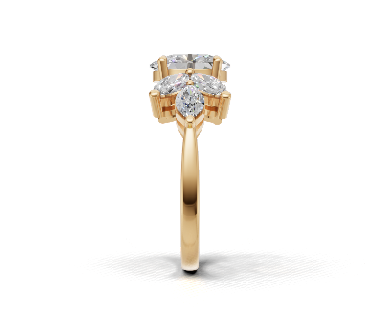 Oval Diamond Floral Multi-Stone Ring