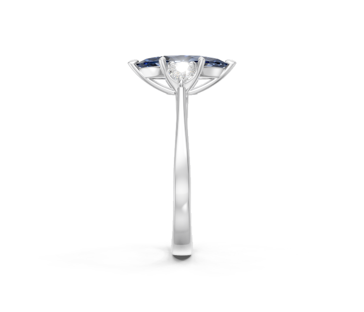 Marquise-Cut Sapphire & Pear Diamond Trilogy Ring