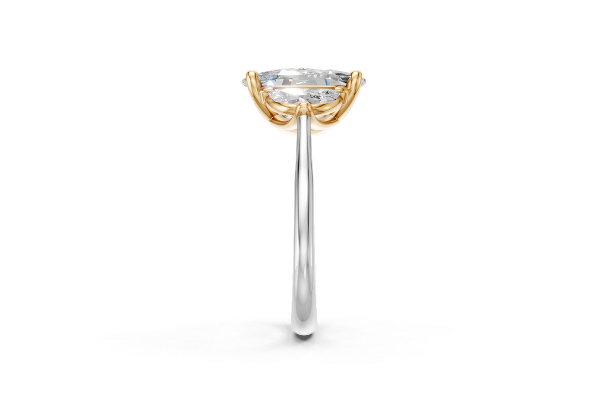 Two-Tone Elongated Cushion & Half Moon Trilogy Ring