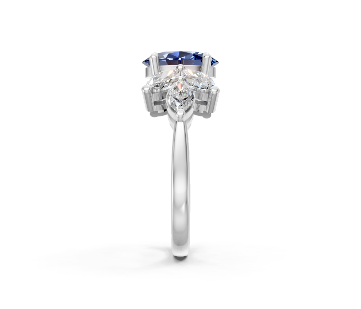 Blue Sapphire Floral Statement Ring