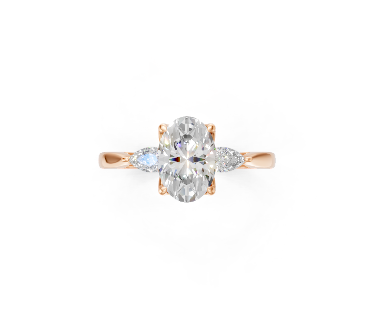 Oval-Cut & Pear Diamond Trilogy Ring