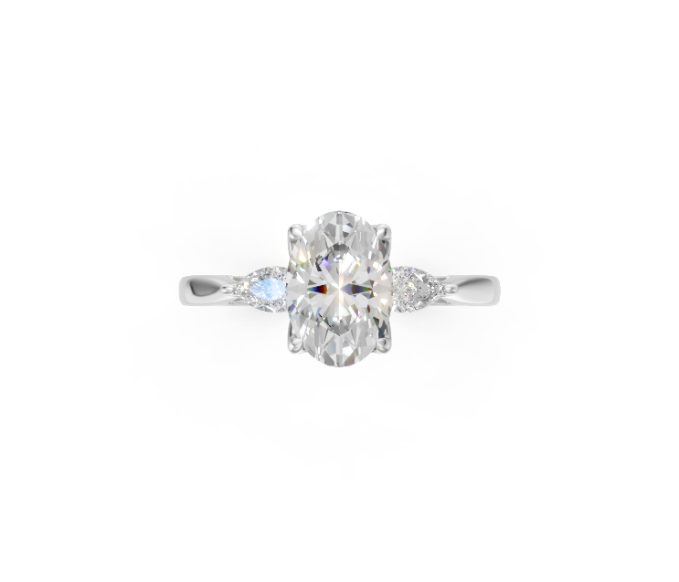 Oval-Cut & Pear Diamond Trilogy Ring
