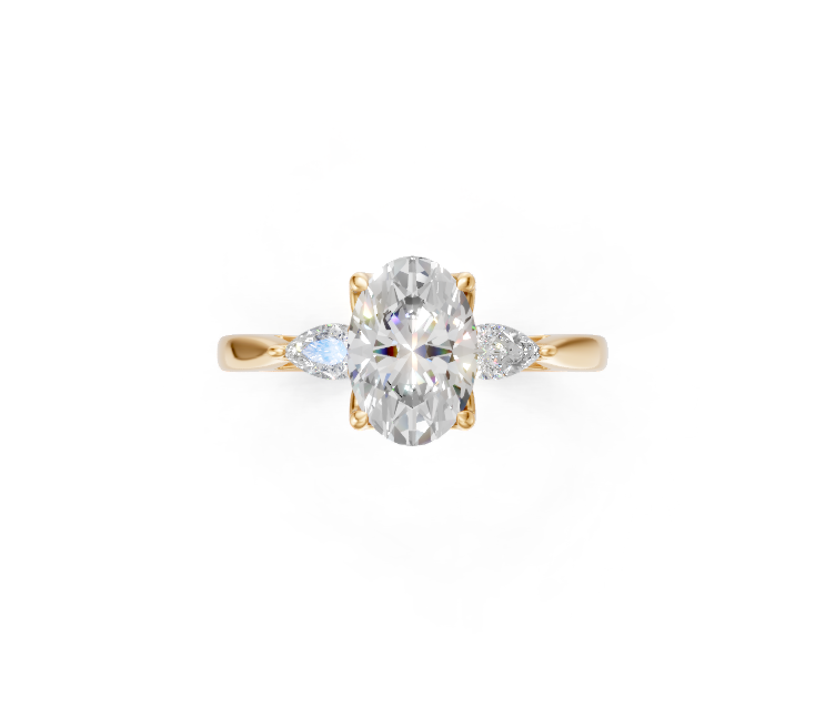 Oval-Cut & Pear Diamond Trilogy Ring