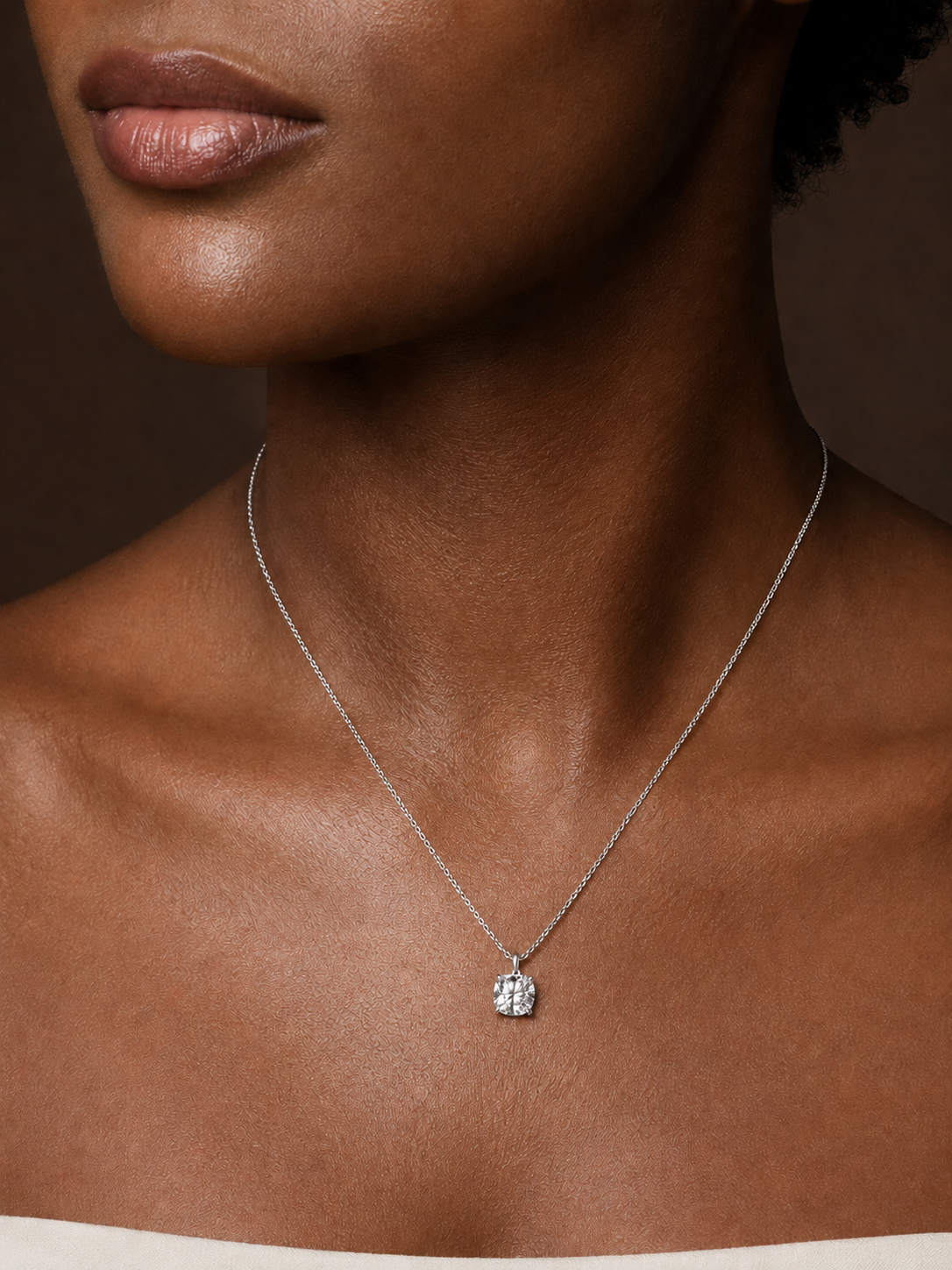Cushion Diamond Solitaire Pendant