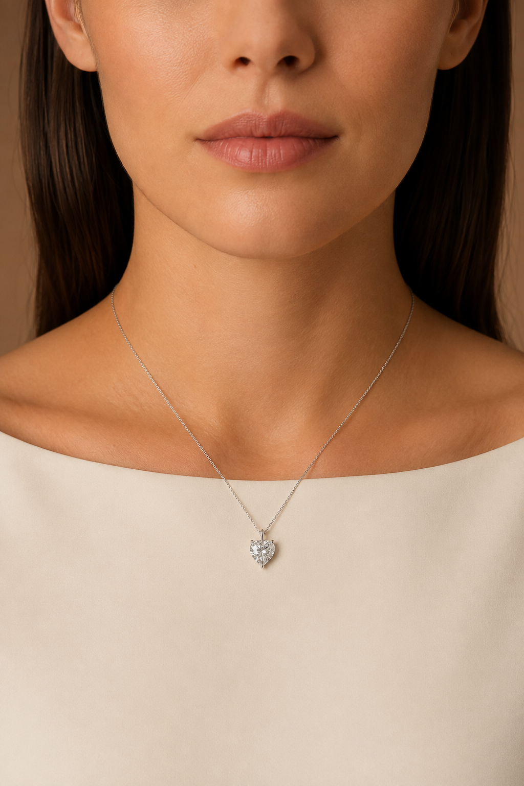 Heart-Shaped Diamond Solitaire Pendant
