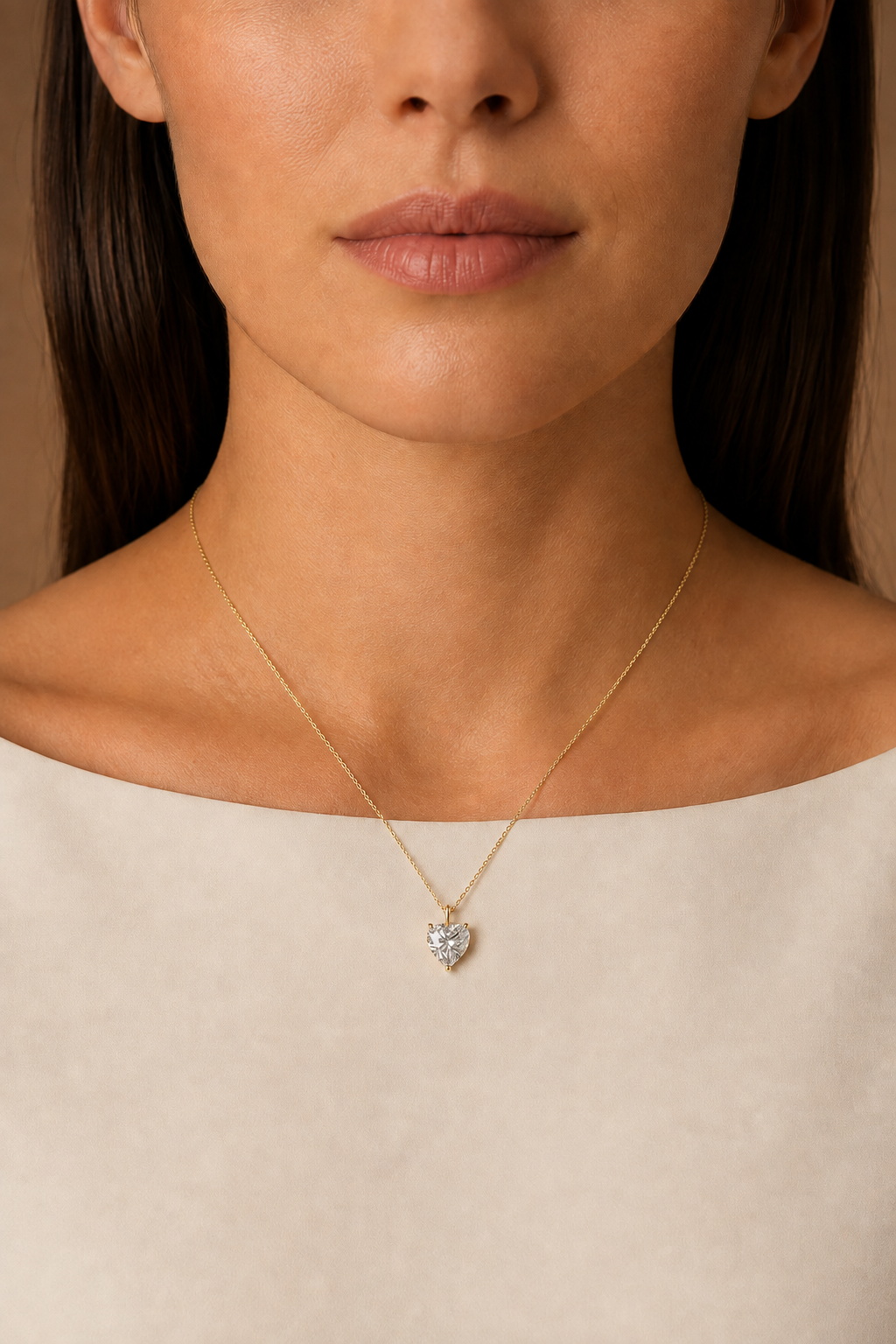Heart-Shaped Diamond Solitaire Pendant