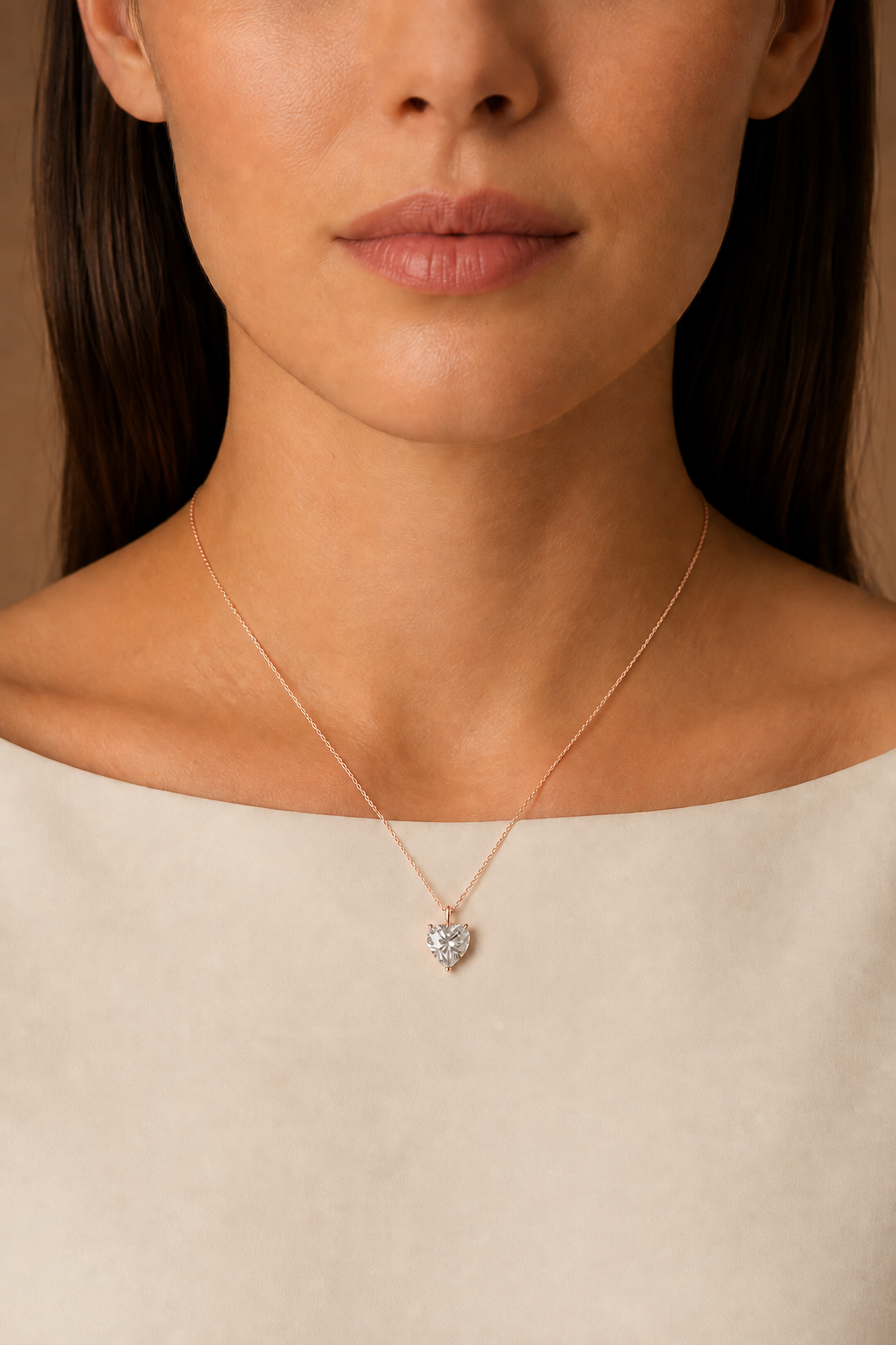 Heart-Shaped Diamond Solitaire Pendant