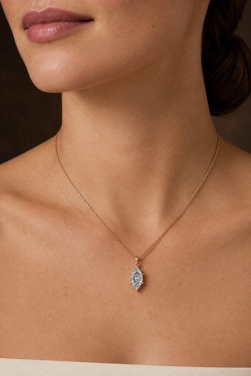 Marquise Diamond Solitaire Pendant