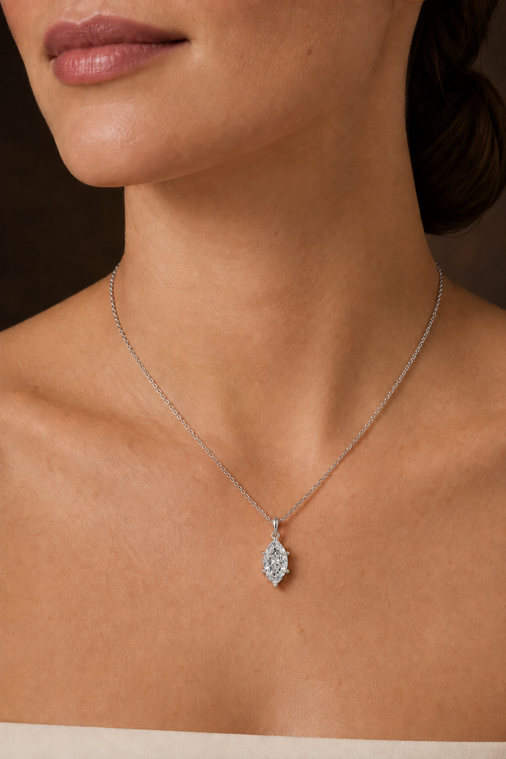 Marquise Diamond Solitaire Pendant