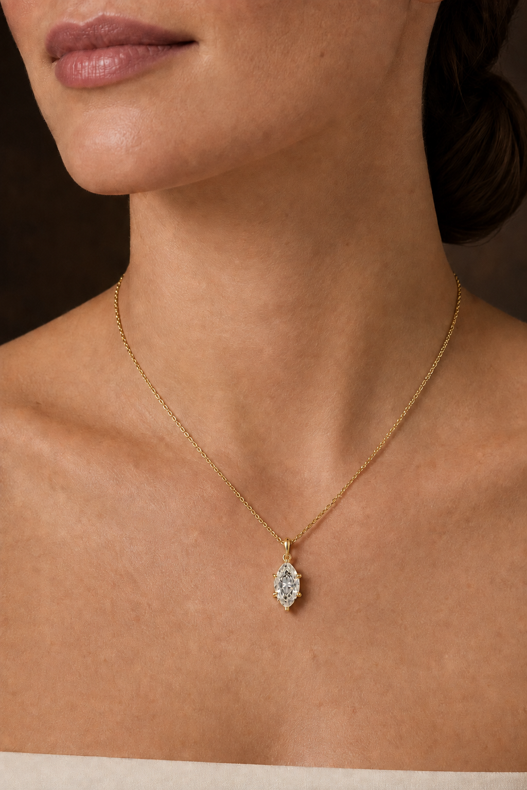 Marquise Diamond Solitaire Pendant