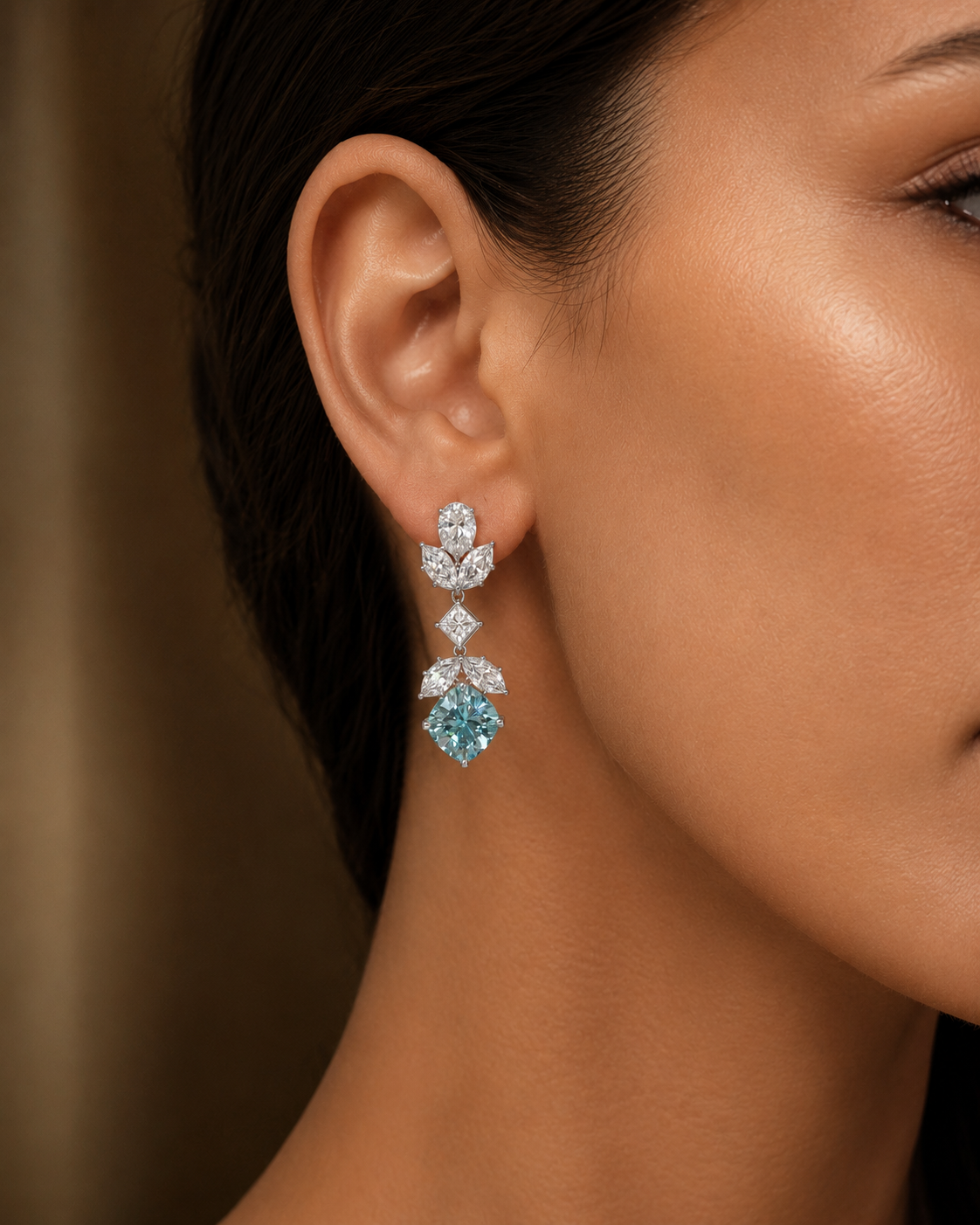 Paraíba Tourmaline & Mixed-Cut Diamond Cascade Earrings