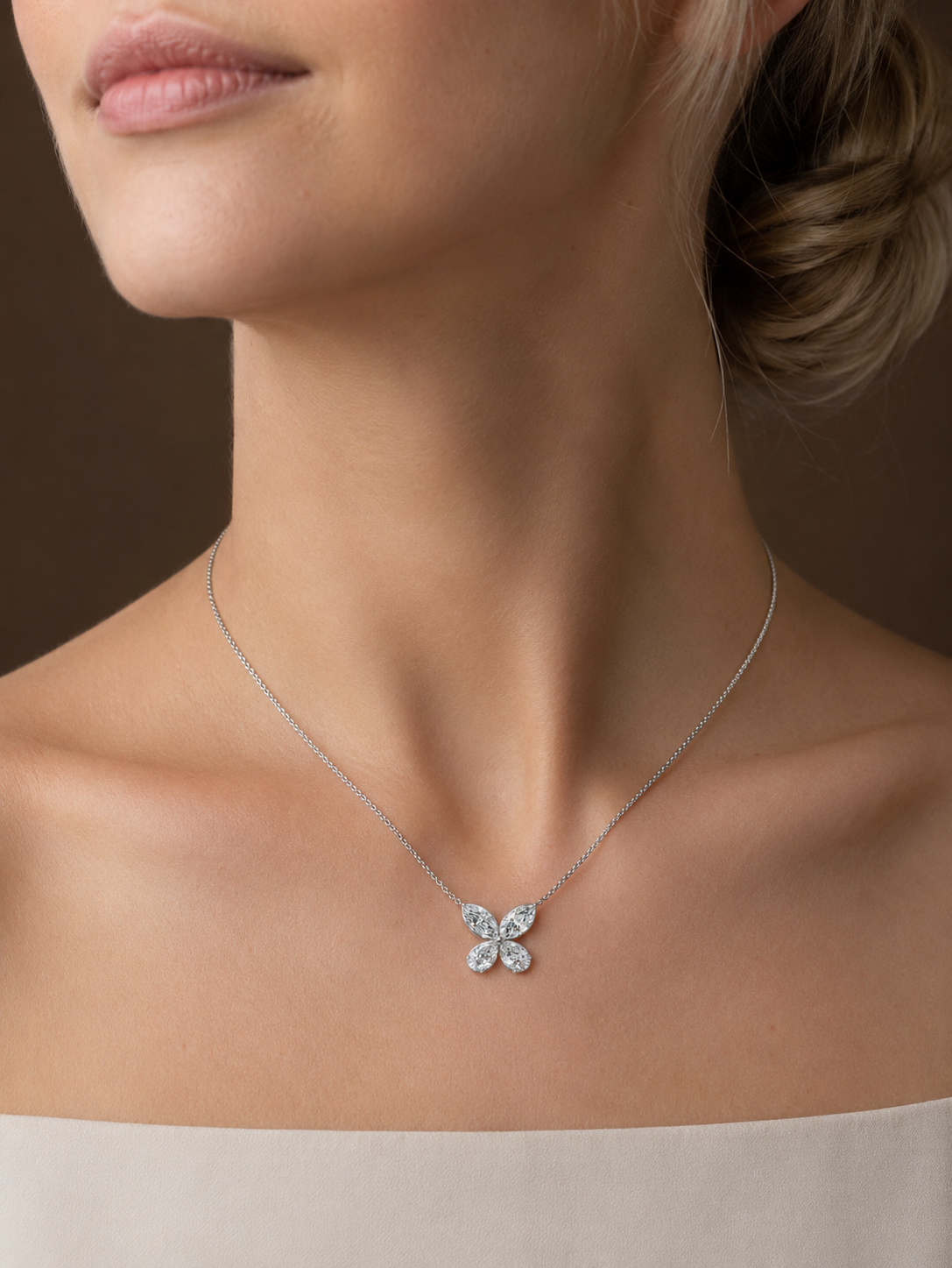 Marquise & Pear Diamond Butterfly Necklace