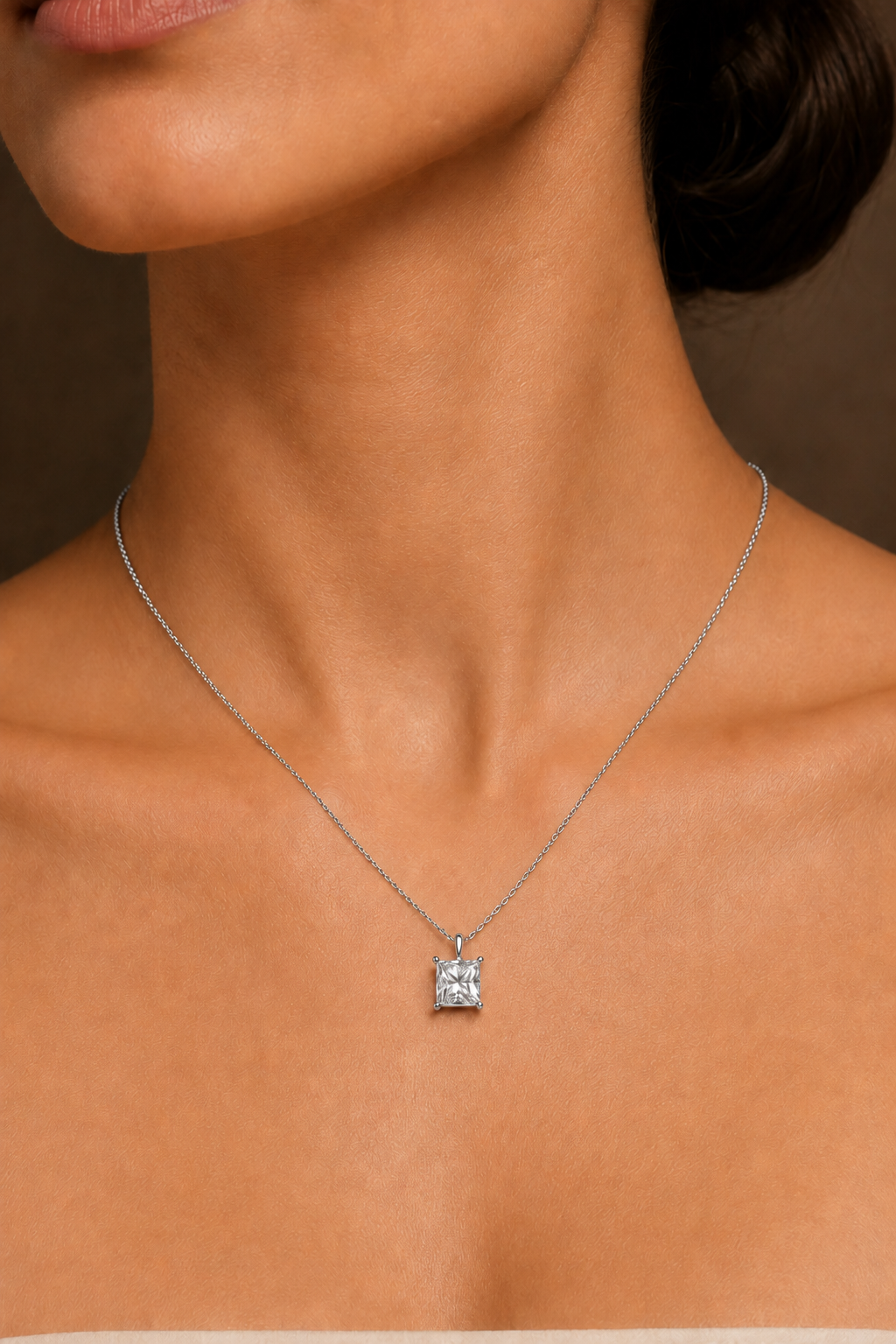 Princess Diamond Solitaire Pendant