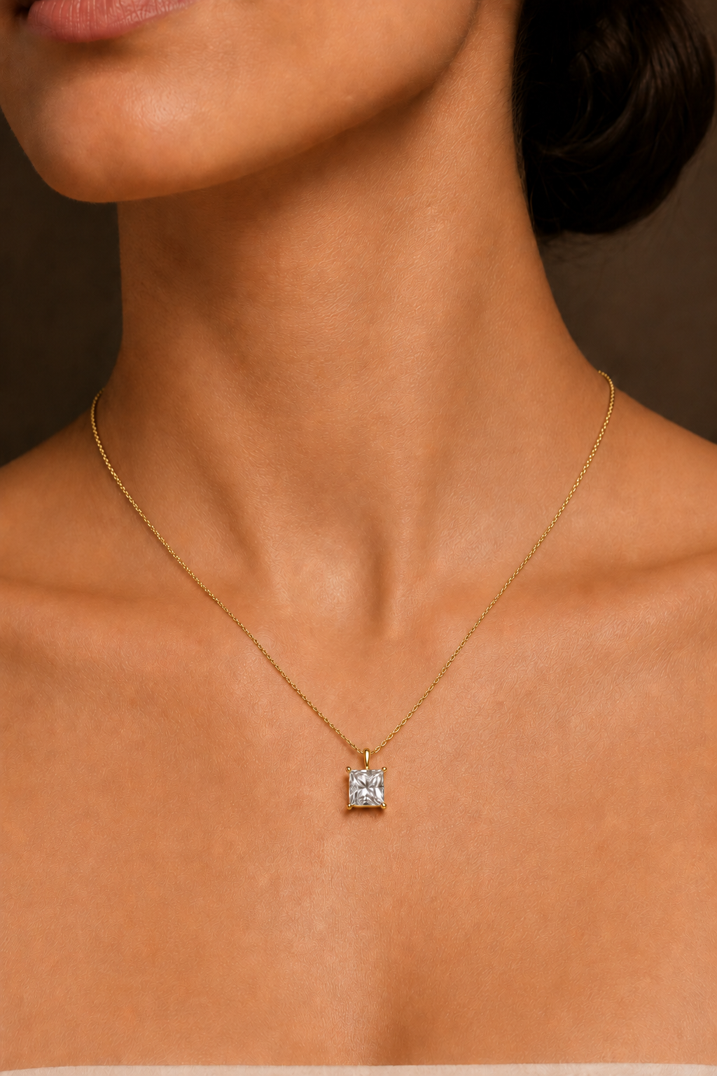 Princess Diamond Solitaire Pendant