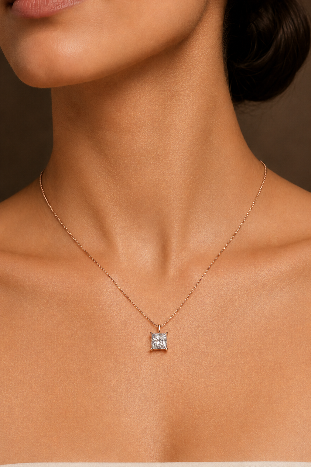 Princess Diamond Solitaire Pendant