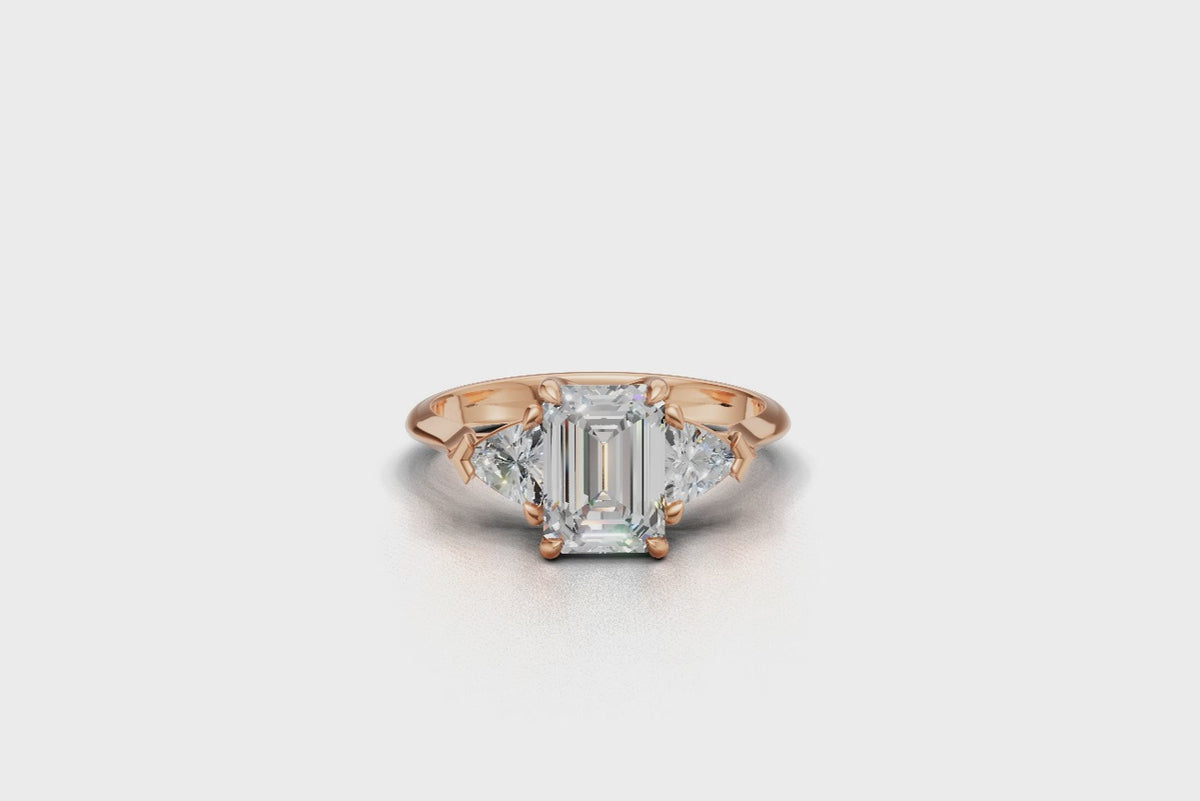 Emerald-Cut & Trillion Trilogy Ring