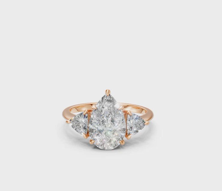 Pear-Cut Diamond & Trillion Trilogy Ring