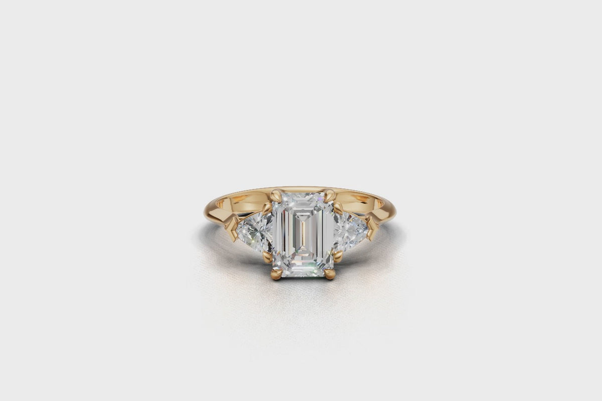 Emerald-Cut & Trillion Trilogy Ring