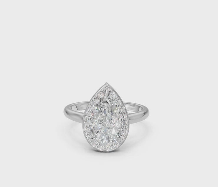 Pear-Cut Halo Diamond Ring