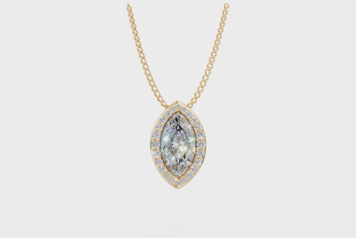 Marquise Diamond Halo Pendant